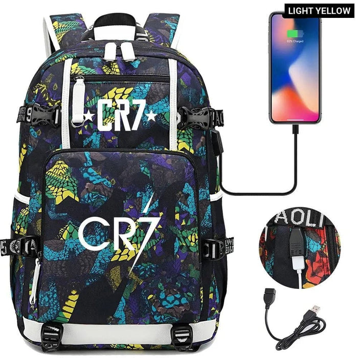 Unisex Football Cr7 Usb 18 Inch Laptop School Backpack
