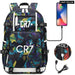 Unisex Football Cr7 Usb 18 Inch Laptop School Backpack