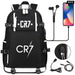Unisex Football Cr7 Usb 18 Inch Laptop School Backpack