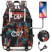 Unisex Football Cr7 Usb 18 Inch Laptop School Backpack