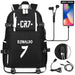 Unisex Football Cr7 Usb 18 Inch Laptop School Backpack