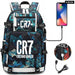 Unisex Football Cr7 Usb 18 Inch Laptop School Backpack