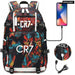 Unisex Football Cr7 Usb 18 Inch Laptop School Backpack
