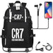 Unisex Football Cr7 Usb 18 Inch Laptop School Backpack