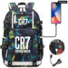 Unisex Football Cr7 Usb 18 Inch Laptop School Backpack