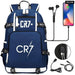 Unisex Football Cr7 Usb 18 Inch Laptop School Backpack