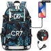 Unisex Football Cr7 Usb 18 Inch Laptop School Backpack