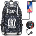 Unisex Football Cr7 Usb 18 Inch Laptop School Backpack