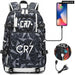 Unisex Football Cr7 Usb 18 Inch Laptop School Backpack