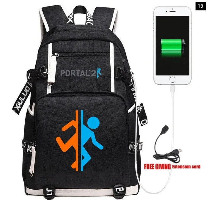 Unisex Game Portal 2 Cosplay Cartoon Laptop School Bag