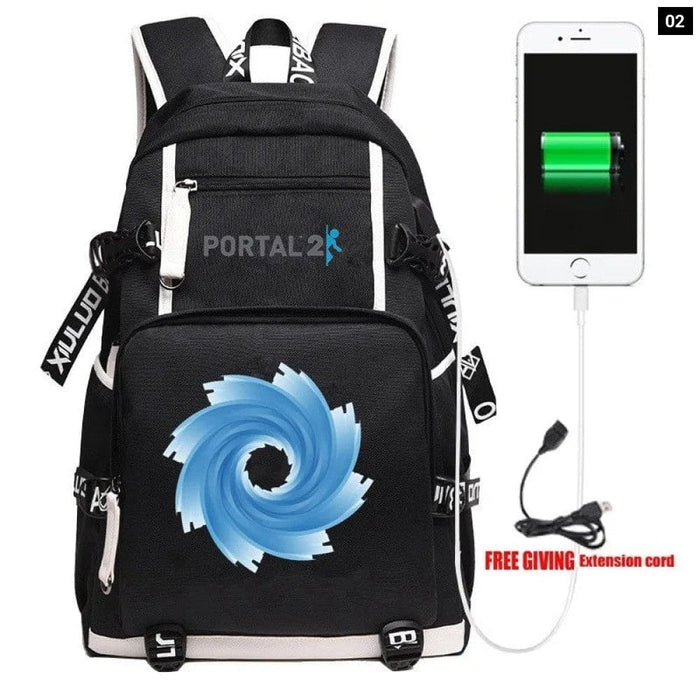 Unisex Game Portal 2 Cosplay Cartoon Laptop School Bag