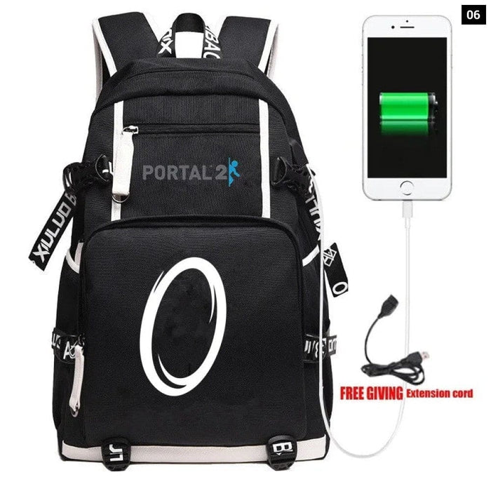 Unisex Game Portal 2 Cosplay Cartoon Laptop School Bag