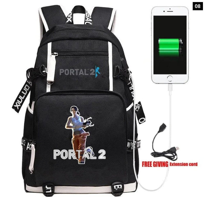 Unisex Game Portal 2 Cosplay Cartoon Laptop School Bag