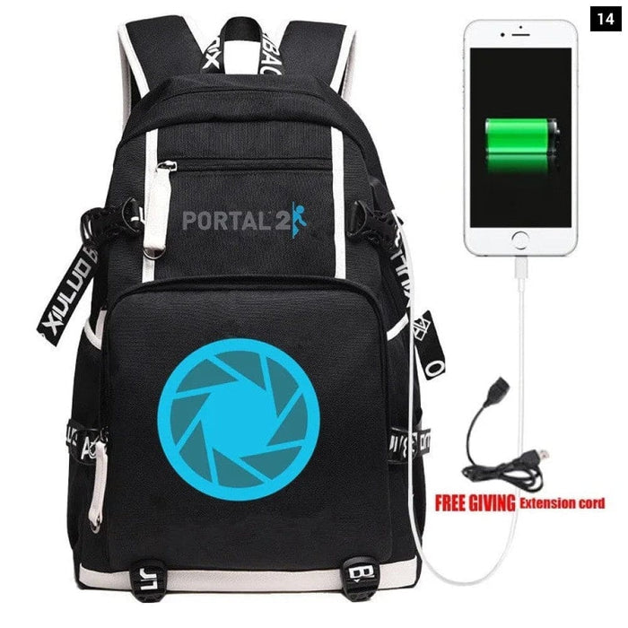 Unisex Game Portal 2 Cosplay Cartoon Laptop School Bag