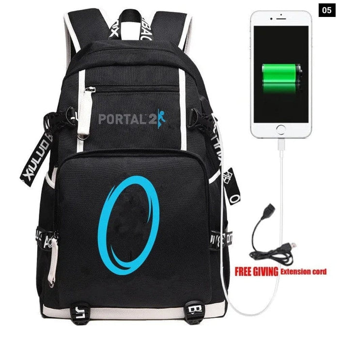 Unisex Game Portal 2 Cosplay Cartoon Laptop School Bag