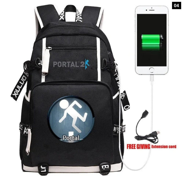 Unisex Game Portal 2 Cosplay Cartoon Laptop School Bag