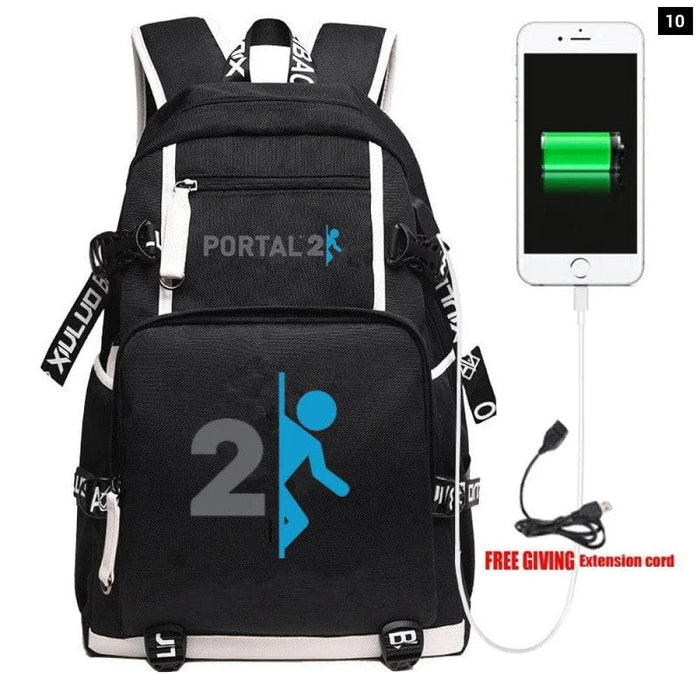 Unisex Game Portal 2 Cosplay Cartoon Laptop School Bag