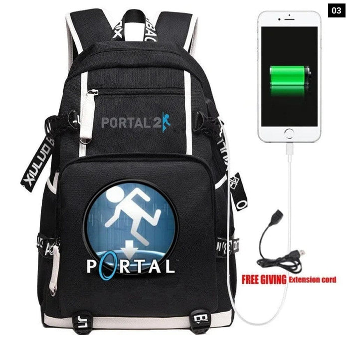 Unisex Game Portal 2 Cosplay Cartoon Laptop School Bag