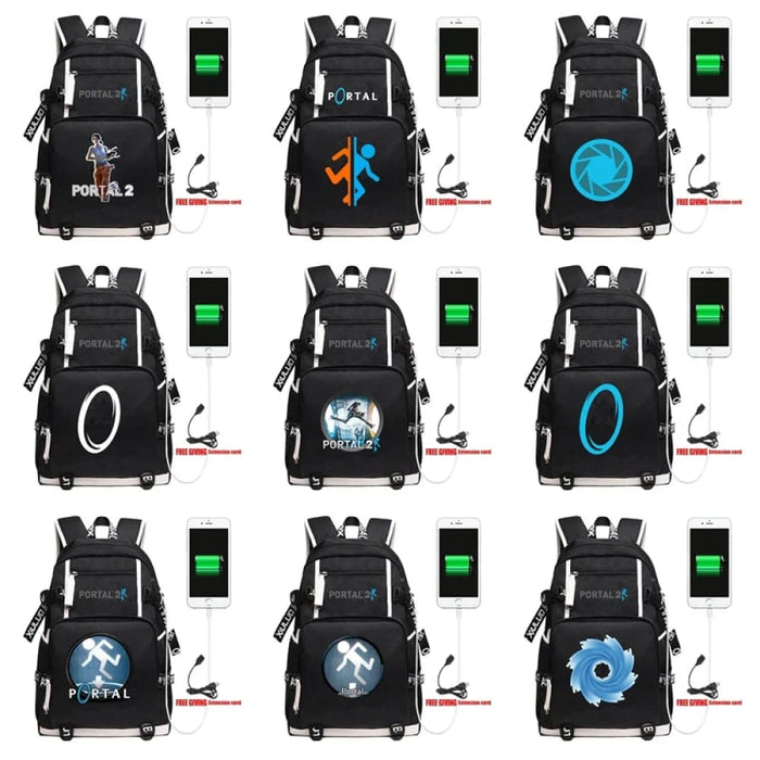 Unisex Game Portal 2 Cosplay Cartoon Laptop School Bag