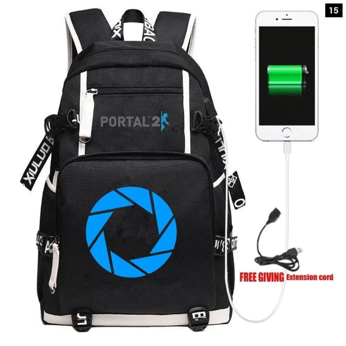 Unisex Game Portal 2 Cosplay Cartoon Laptop School Bag
