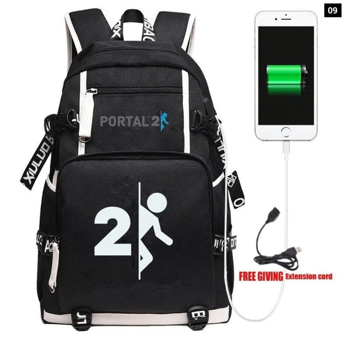 Unisex Game Portal 2 Cosplay Cartoon Laptop School Bag