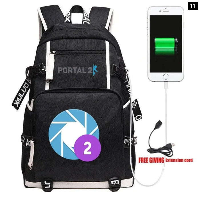 Unisex Game Portal 2 Cosplay Cartoon Laptop School Bag