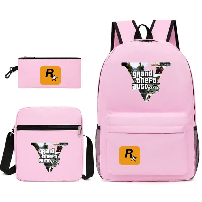 Unisex Gta5 3pcs Grand Theft Auto Kids Casual School Bag