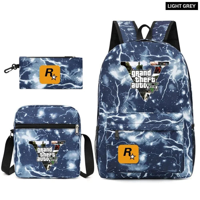 Unisex Gta5 3pcs Grand Theft Auto Kids Casual School Bag