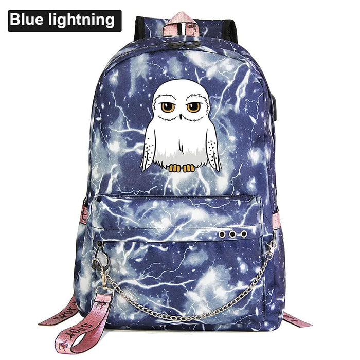 Unisex Kawaii Owl Prints Kids Usb Charging Canvas School Bag