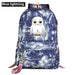Unisex Kawaii Owl Prints Kids Usb Charging Canvas School Bag
