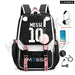 Unisex Messi Usb Charging Laptop School Bag for High Kids