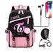 Unisex Twice School Bag Oxford Waterproof with Usb Charging