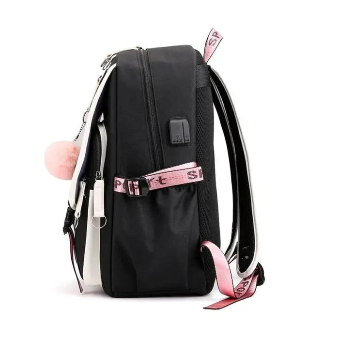 Unisex Twice School Bag Oxford Waterproof with Usb Charging