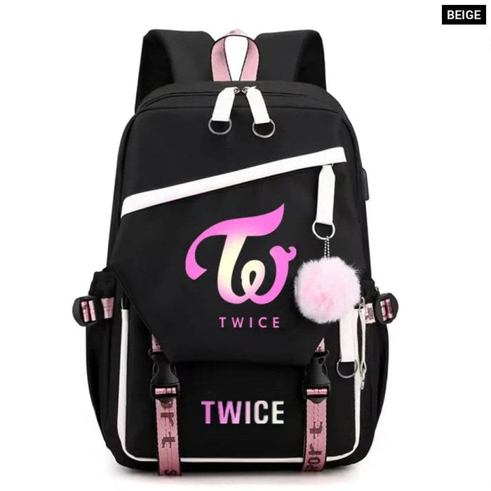 Unisex Twice School Bag Oxford Waterproof with Usb Charging