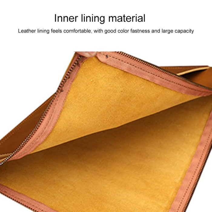 Universal Genuine Leather Business Laptop Tablet Zipper Bag