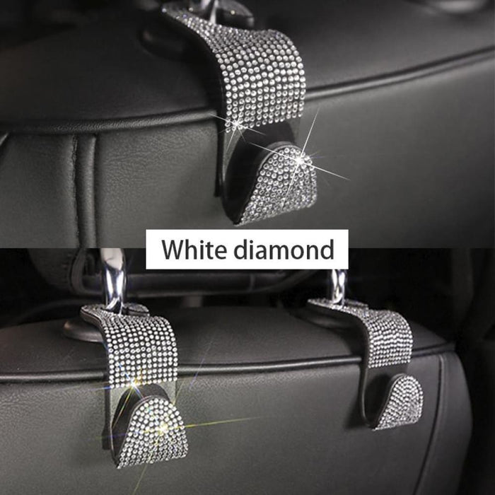 Universal Car Seat Back Hooks Rhinestones Headrest Hangers