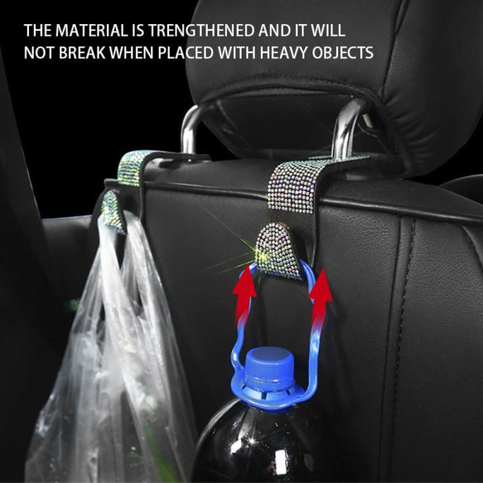 Universal Car Seat Back Hooks Rhinestones Headrest Hangers