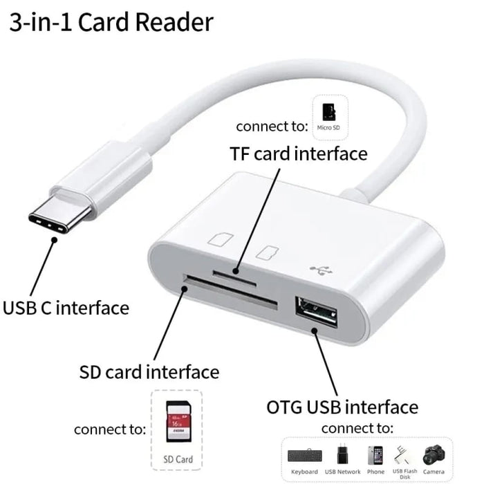 Usb c Tf Cf Sd Card Reader for Ipad Pro Huawei Macbook