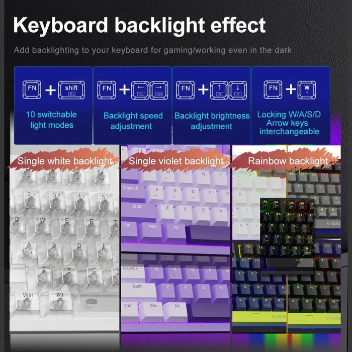 Usb Mechanical Gaming Keyboard With Monochrome Backlight 94