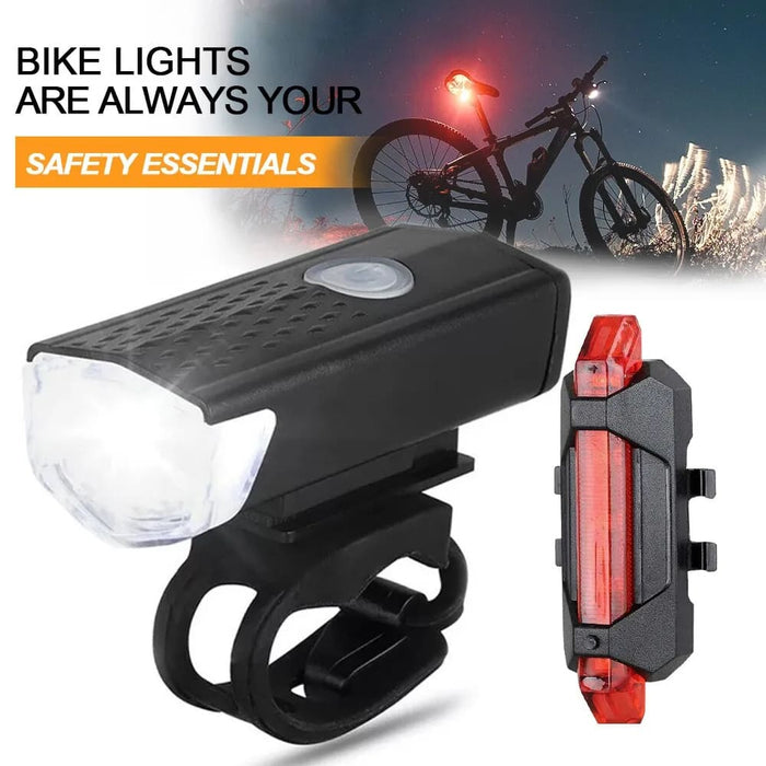 Usb Rechargeable Bike Light Set