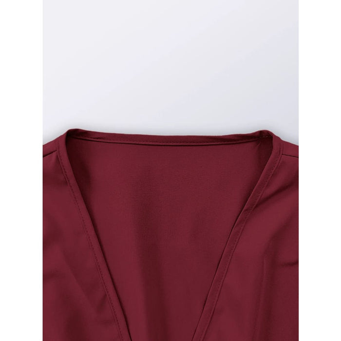 V Neck High Split Long Sleeve Bridesmaid Dress