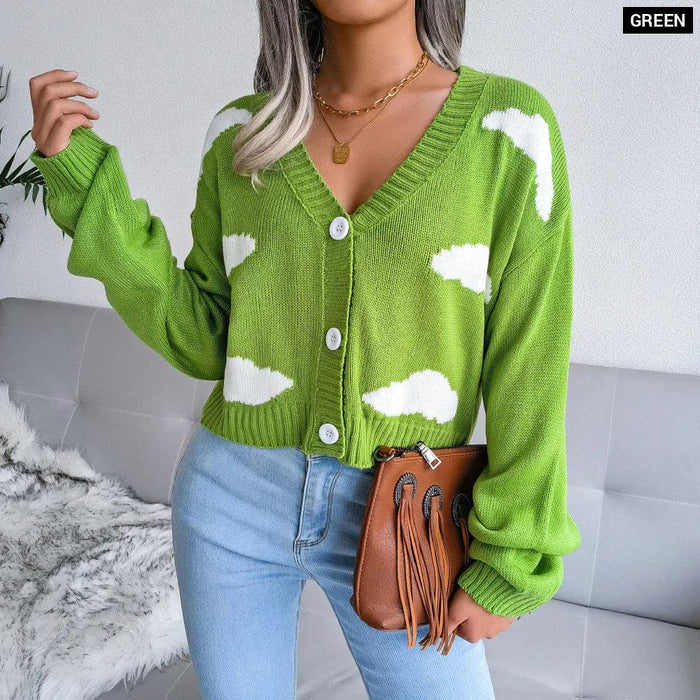 V Neck Knit Sweater for Women