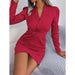 V Neck Satin Bodycon Dress for Women