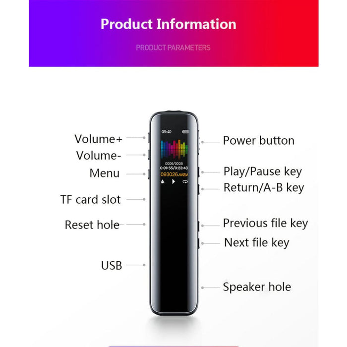 V39 Noise Reduction Tft Colourful Screen Mp3 Digital Audio