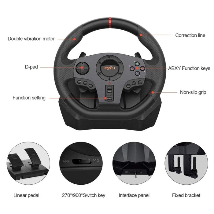 V900 6 In 1 Gaming Steering Wheel Volante Racing