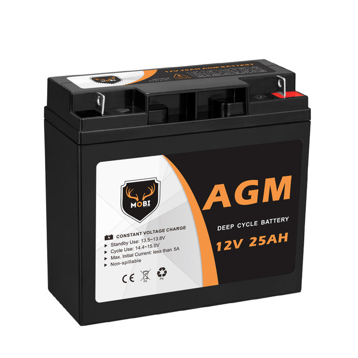 12V 25Ah Agm Battery Deep Cycle Lity Scooter Golf Cart Camping 4X4