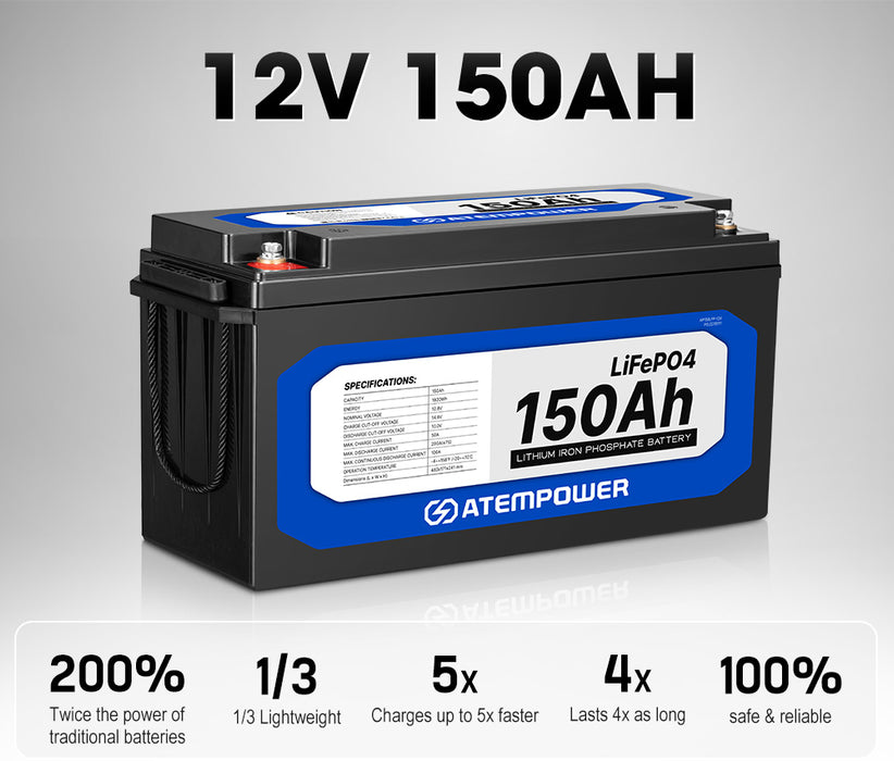 12V 50Ah 100Ah 200Ah Lifepo4 Lithium Iron Battery Solar Replace Agm
