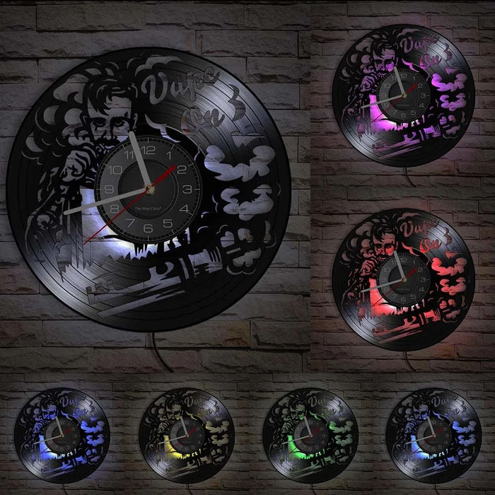 Vape Shop Vinyl Record Wall Clock