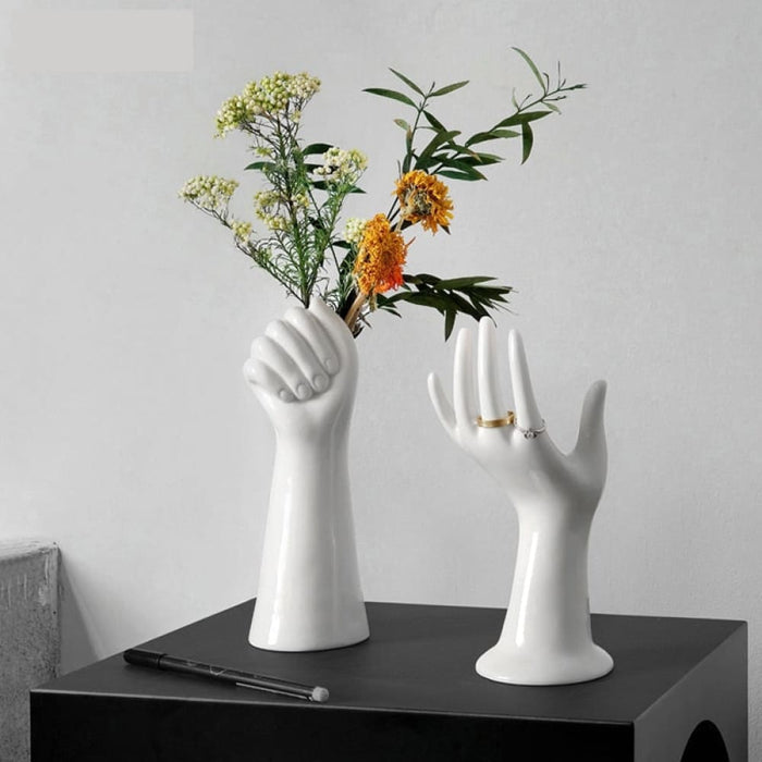 Vase Gesture Flowers Flower Arrangement Dried Home Decor