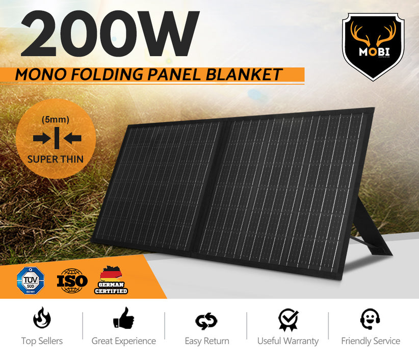 Solar Blanket 200W Mono 12V Folding Panel Kit 5M Cable Usb
